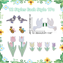 12 шт. 12 стиля компьютеризированная ткань для вышивки самоклеющиеся пластыри&nbsp;PATC-WH0002-089