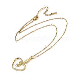 Латунные микропаве прозрачные кубические цирконии сердце змея подвески ожерелья&nbsp;LS-NJEW-K280-04G