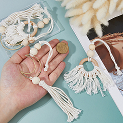 4шт 2 стиля бусины из натурального дерева подвеска-кисточка декор&nbsp;HJEW-FH00189