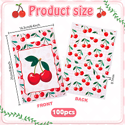 Прямоугольные пластиковые подарочные пакеты с принтом вишни и ручками-дырками&nbsp;ABAG-WH0032-101