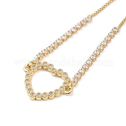 Браслеты из латуни с сердечками и прозрачными циркониевыми звеньями с микропаве&nbsp;LS-BJEW-H605-01G-01