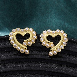 Серьги-гвоздики из латуни в форме сердца&nbsp;EJEW-H158-09G