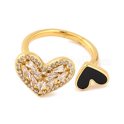 Открытые манжеты из латуни с микропаве и прозрачным фианитом&nbsp;RJEW-U009-04E-G