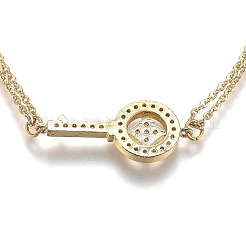 Латунные браслеты с микропаве из чистого кубического циркония&nbsp;BJEW-Z003-10G