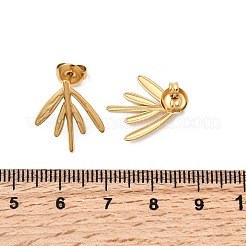 Серьги-гвоздики в форме листа из нержавеющей стали 304&nbsp;EJEW-K268-52G