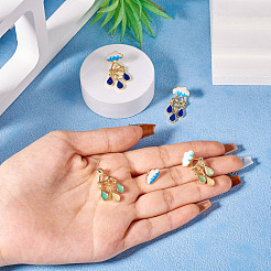 2 пара двухцветных сережек-гвоздиков из сплава с эмалью в форме капли для женщин&nbsp;EJEW-TA0001-49A