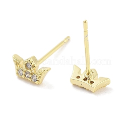 Латунные серьги-гвоздики с микропаве и прозрачным цирконием&nbsp;EJEW-S217-G14