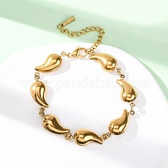 Браслеты из нержавеющей стали 304 в форме капли для женщин BJEW-L706-05G