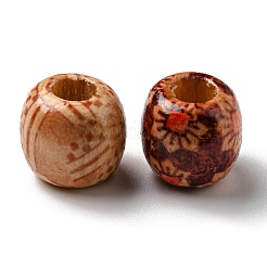 100шт деревянные окрашенные бусины с принтом&nbsp;WOOD-P019-01B