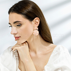 3 пара двухцветных сережек-гвоздиков в форме листа из сплава для женщин&nbsp;EJEW-FI0001-27