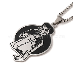 201 ожерелье с подвеской из нержавеющей стали с эмалью&nbsp;NJEW-P293-05P