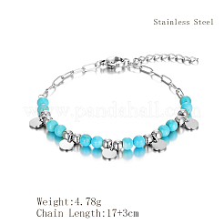 Плоские круглые браслеты из нержавеющей стали с подвесками&nbsp;KM5058-1