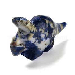 Резные фигурки целебных носорогов из натурального содалита&nbsp;DJEW-P016-01F