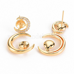 Серьги из латуни с микропейвом и прозрачным фианитом&nbsp;KK-S356-253-NF