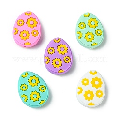 10шт 5-х цветное пасхальное яйцо с цветочными силиконовыми бусинами&nbsp;SIL-CJ0002-64