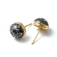 Полукруглые серьги-гвоздики с эмалью&nbsp;EJEW-P229-01G