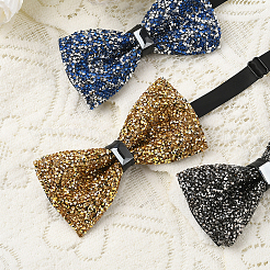 1шт полиэстер со стразами галстуки-бабочки для жениха&nbsp;AJEW-SP0003-32B