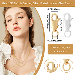 20 шт. 2-х цветные латунные карабины-клешни&nbsp;KK-BBC0013-65