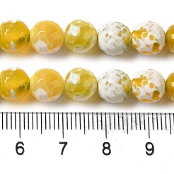 Нити окрашенных и нагретых натуральных агатовых бус с огненным кракелюром&nbsp;G-P539-B01-16