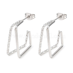 Двухслойные квадратные серьги-гвоздики из нержавеющей стали 304&nbsp;EJEW-D339-02P