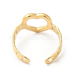 Ионное покрытие(ip) 304 нержавеющая сталь сердце открытое кольцо манжета для женщин&nbsp;RJEW-I085-11G