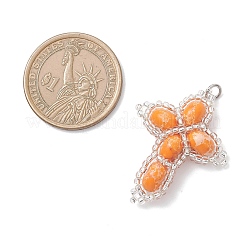 Окрашенная синтетическая императорская яшма с подвесками из стеклянных бусин&nbsp;PALLOY-MZ01119-03