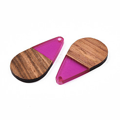 Подвески из прозрачной смолы и ореха&nbsp;LS-RESI-N025-030-C05