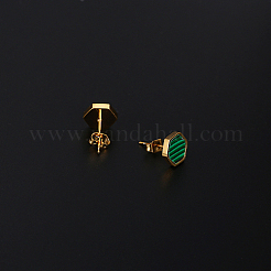 Серьги-гвоздики из синтетического малахита с шестигранной головкой&nbsp;HM7952-1