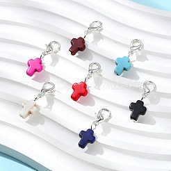 Подвеска-крест из окрашенной синтетической бирюзы&nbsp;HJEW-JM02634