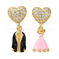 Серьги-гвоздики с цирконом из латуни&nbsp;EJEW-D322-03G-01