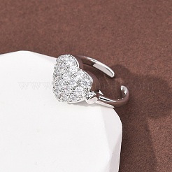 Открытые кольца манжеты из латуни с микропаве и кубическим цирконием&nbsp;RJEW-C153-02P