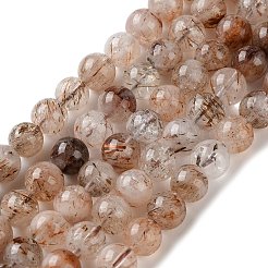 Нити бусин из рутилированного кварца из натурального черного золота&nbsp;G-C268-B02-02