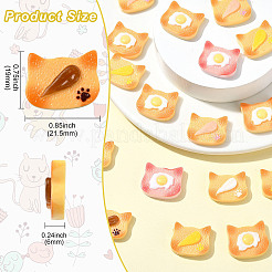 60 шт. 6-цветные кабошоны из непрозрачной смолы в форме кошки&nbsp;CRES-CJ0001-77