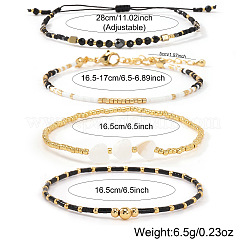 Набор из 4 эластичного браслета из стеклянного бисера двух разных стилей (4 варианта).&nbsp;FG0392-2