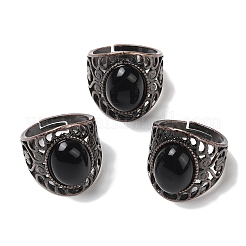 Овальные регулируемые кольца с натуральными драгоценными камнями&nbsp;RJEW-K271-06R