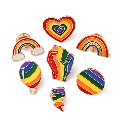 7 шт. 7 стиля эмалевых значков с радужной тематикой&nbsp;JEWB-FP0001-05