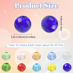 218шт 10 цвета прозрачные стеклянные бусины&nbsp;GLAA-YW0005-12