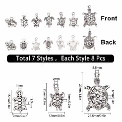 56 шт. 7 стильных тибетских сплава черепаха/черепаха звенья соединители и подвески&nbsp;TIBEP-SC0001-99