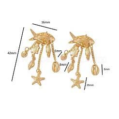 Серьги-гвоздики в форме ракушки из нержавеющей стали 304 с морской тематикой&nbsp;FS-WGD34F1-06