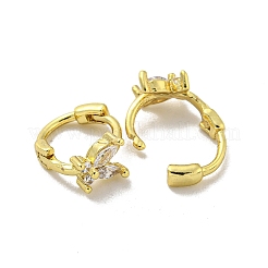 Серьги-кольца из латуни с микропаве из кубического циркония&nbsp;EJEW-C088-01J-G