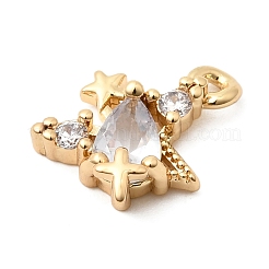 Латунные микропаве прозрачные кубические циркониевые подвески&nbsp;ZIRC-F146-04G