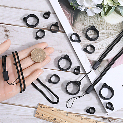 24 шт. 2 стильных силиконовых кольца с 12 шт. регулируемый шнурок для ожерелья с защитой от потери подвески&nbsp;DIY-GF0008-09B