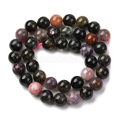 Нити из натуральных разноцветных турмалиновых бусин&nbsp;G-K402-A01-10mm-1