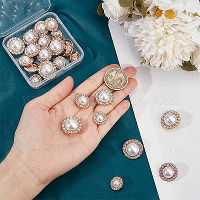 24 шт. 4 стиля 1-отверстийные пуговицы из сплава со стразами на ножке BUTT-NB0001-73-1