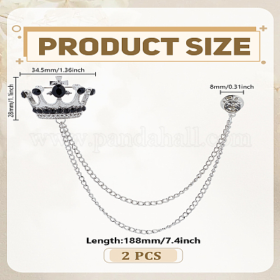 2 шт. брошь-цепочка в виде короны со стразами&nbsp;JEWB-LP0004-97-1