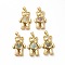 Rack Plating Brass Micro Pave Cubic Zirconia Pendants, Cadmium Free & Lead Free, Real 18K Gold Plated, Long-Lasting Plated, Mechanical Charm, Bear with Heart Charm, Mixed Color, 30x17x7mm, Hole: 3.5x4.5mm