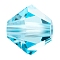 Preciosa® Crystal Beads, Czech Crystal, Bicone(451 69 302 Rondelle), 60000 Aquamarine, 3mm, Hole: 0.8mm