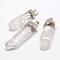 Natural Quartz Crystal Pendants, with Brass Findings, Faceted, Polishing, Nuggets, Silver, 48.5~66x10~17x9.5~13mm, Hole: 5x8mm
