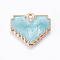 Alloy Enamel Pendants, Heart, Golden, Sky Blue, 15x18x1.5mm, Hole: 1.5mm
