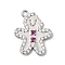Christmas Brass Micro Pave Cubic Zirconia Pendants, Rack Plating, Long-Lasting Plated, Cadmium Free & Lead Free, Platinum, Gingerbread Man, 17x14x2mm, Hole: 1.4mm